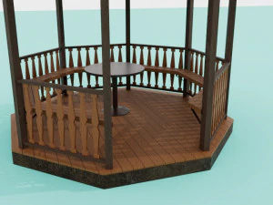 Wooden garden gazebo 3D Model