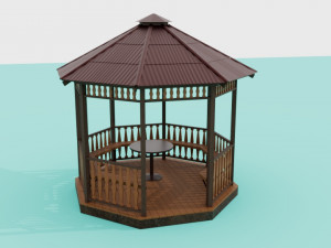 Wooden garden gazebo 3D Модель