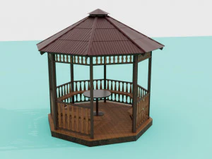 Gazebo de jardim de madeira Modelo 3D