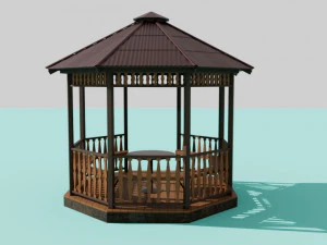 Wooden garden gazebo 3D Model