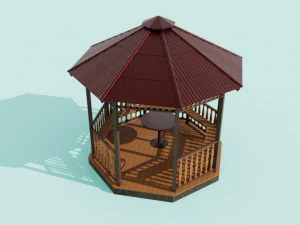 Wooden garden gazebo 3D Model