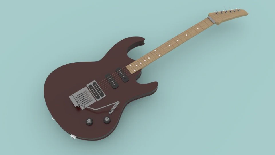 Electric guitar 3D Model .c4d .max .obj .3ds .fbx .stl .blend 