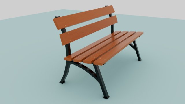 Wooden garden bench 3D Модель .c4d .max .obj .3ds .fbx .stl .blend 