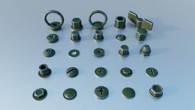 Screws Green Modello 3D .c4d .max .obj .3ds .fbx .stl .blend 