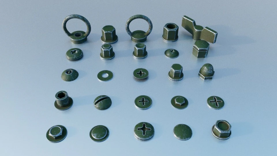 Sekrup Hijau Model 3D .c4d .max .obj .3ds .fbx .stl .blend 