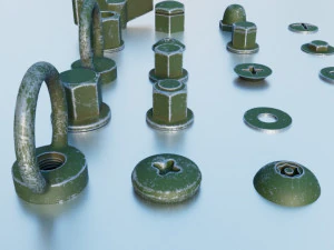 Sekrup Hijau Model 3D