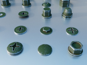 Screws Green Modello 3D