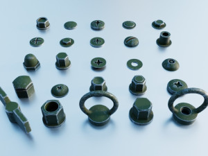 Screws Green Modello 3D