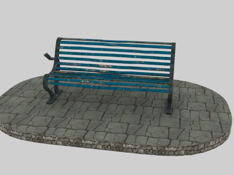 Old blue bench 3D Model