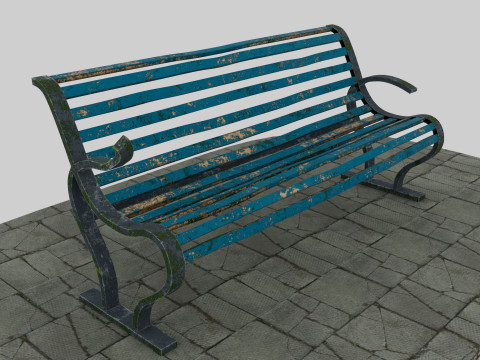 Old blue bench 3D Model