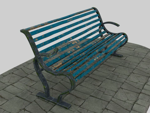 Antigo banco azul Modelo 3D