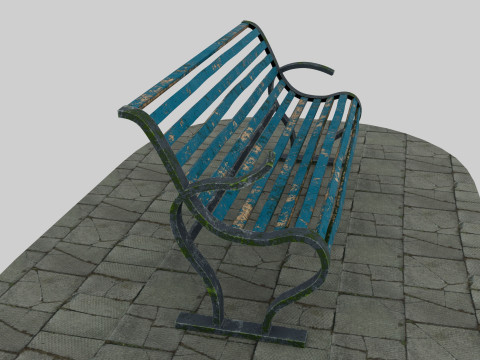 Old blue bench 3D Model