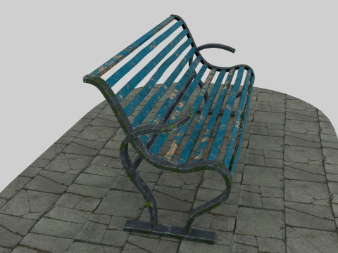 Antigo banco azul Modelo 3D