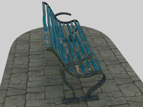 Old blue bench 3D Model