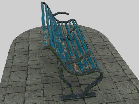 Antigo banco azul Modelo 3D