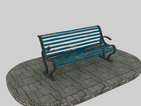 Old blue bench 3D Model