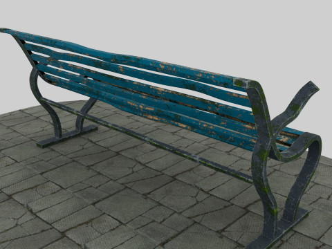 Old blue bench 3D Model