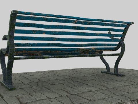 Old blue bench 3D Model