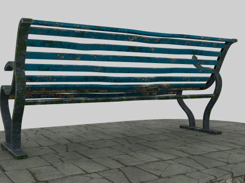 Antigo banco azul Modelo 3D