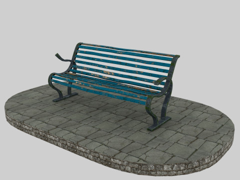 Old blue bench 3D Model