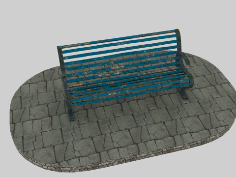 Old blue bench 3D Model