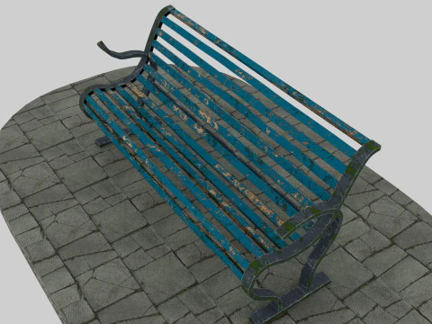 Antigo banco azul Modelo 3D