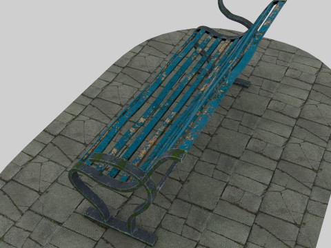 Old blue bench 3D Model