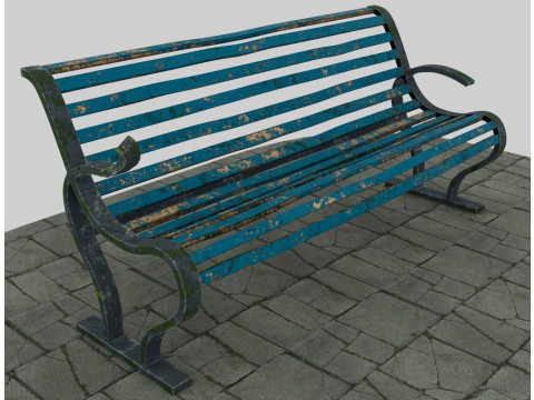 Old blue bench 3Dモデル