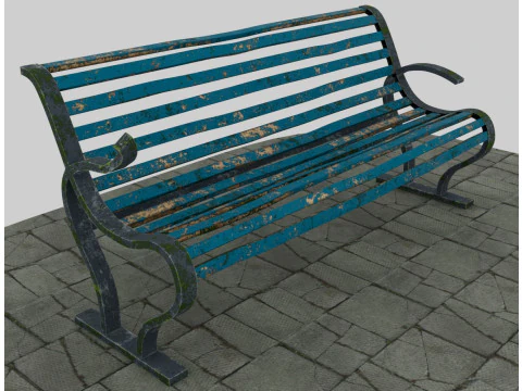 Antigo banco azul Modelo 3D