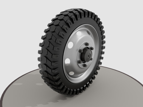 Wheel with disk and nuts Model 3D