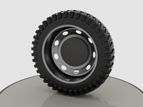 Wheel with disk and nuts Model 3D