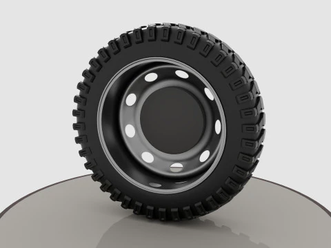 Wheel with disk and nuts 3D Model