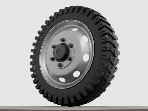 Wheel with disk and nuts Model 3D
