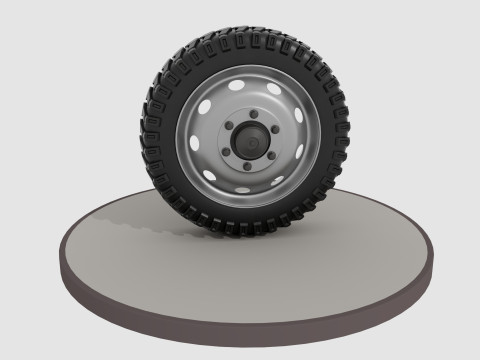 Wheel with disk and nuts Model 3D