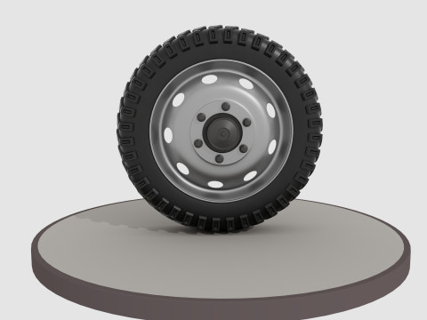 Wheel with disk and nuts Model 3D