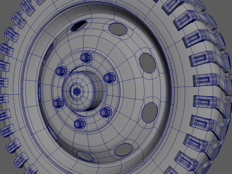Wheel with disk and nuts Model 3D