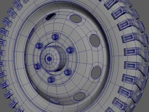 Wheel with disk and nuts 3D Model