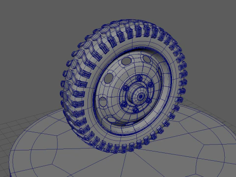 Wheel with disk and nuts 3D Model