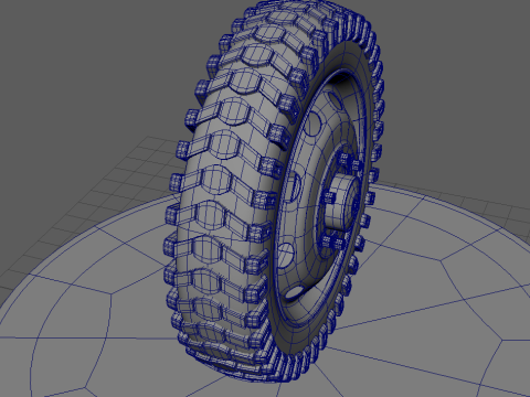 Wheel with disk and nuts Model 3D