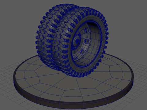 Double wheel with desk 3D Model