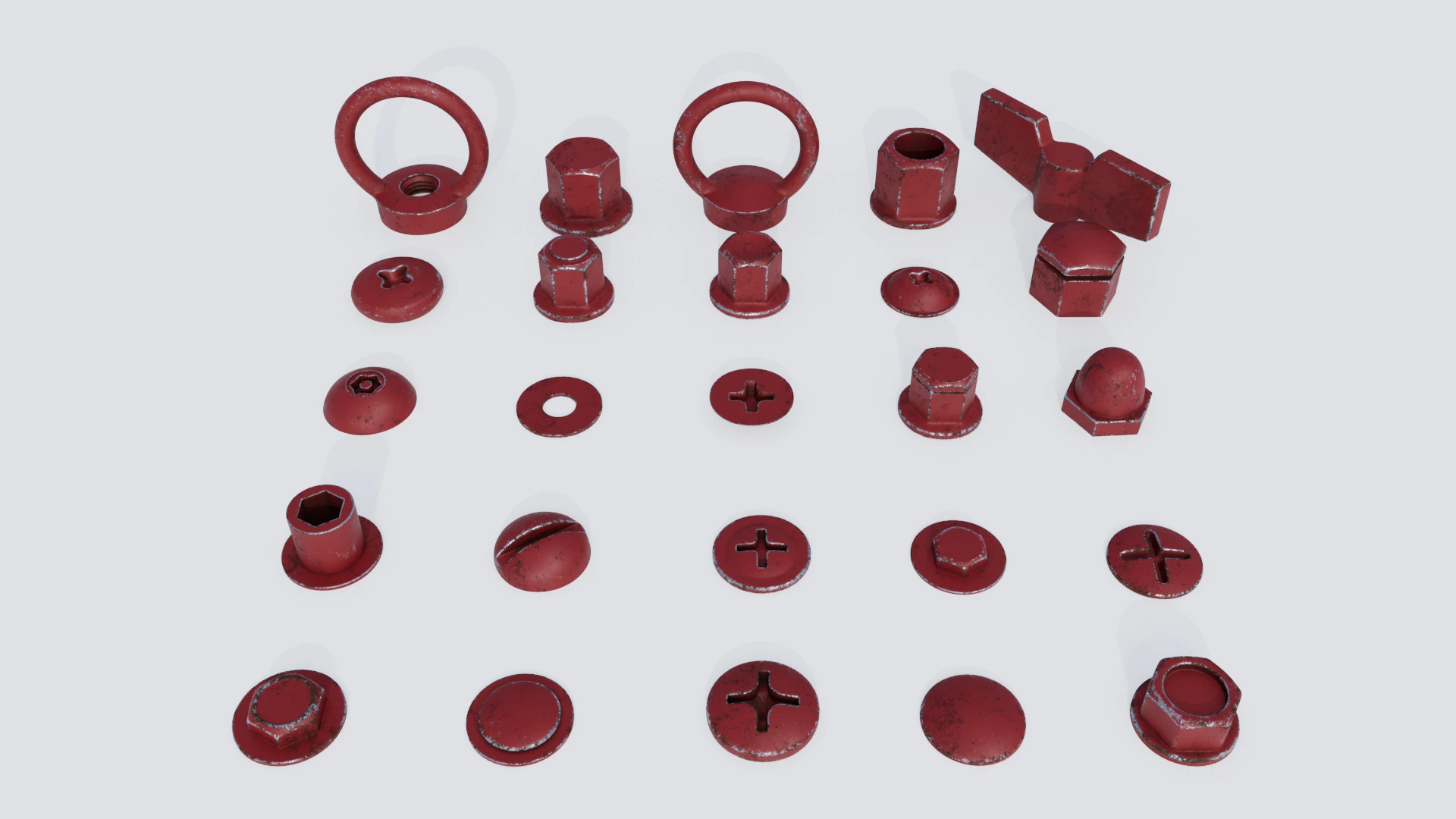 Vidalar kırmızı eski 3D Model .c4d .max .obj .3ds .fbx .stl .blend 