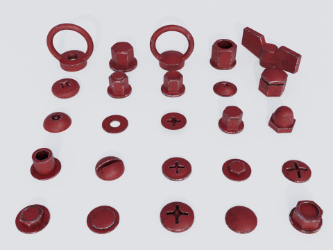 Screws red old 3Dモデル
