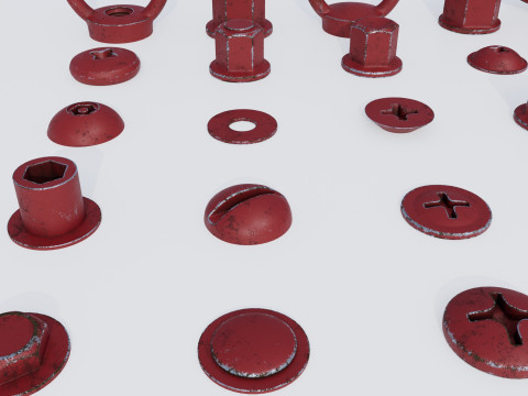 Screws red old 3D Модель