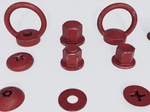 Screws red old 3D Модель