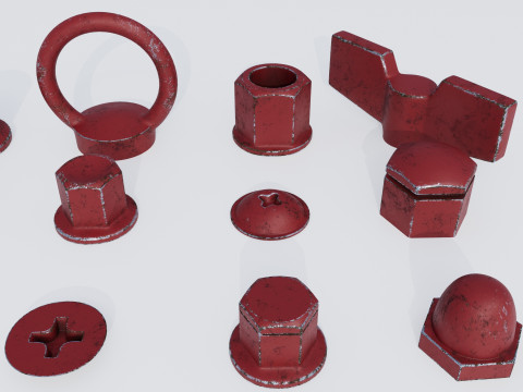 Screws red old 3D Модель