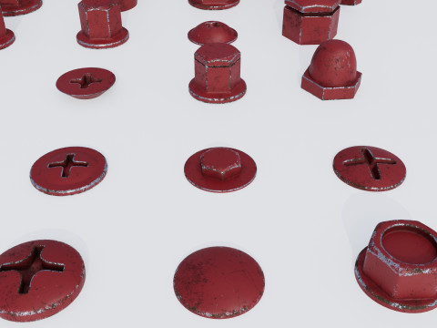 Screws red old 3D Модель