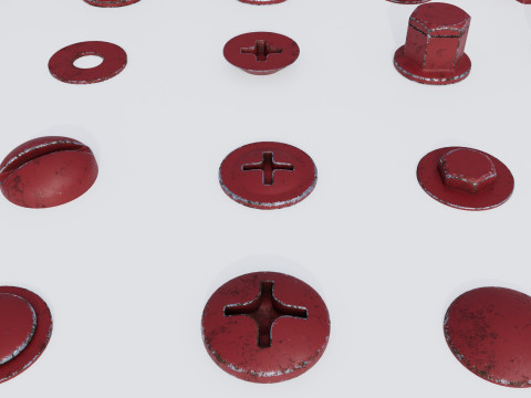 Screws red old 3D Модель
