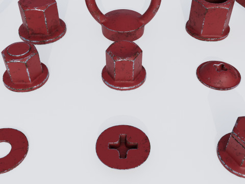 Screws red old 3D Модель