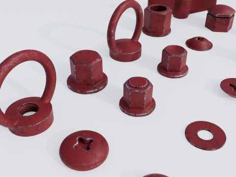 Screws red old 3D Модель