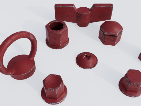 Screws red old 3D Модель